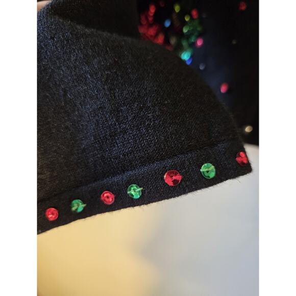 Keren Hart Christmas Holiday Cardigan Black Embellished Womens XL - Picture 5 of 9